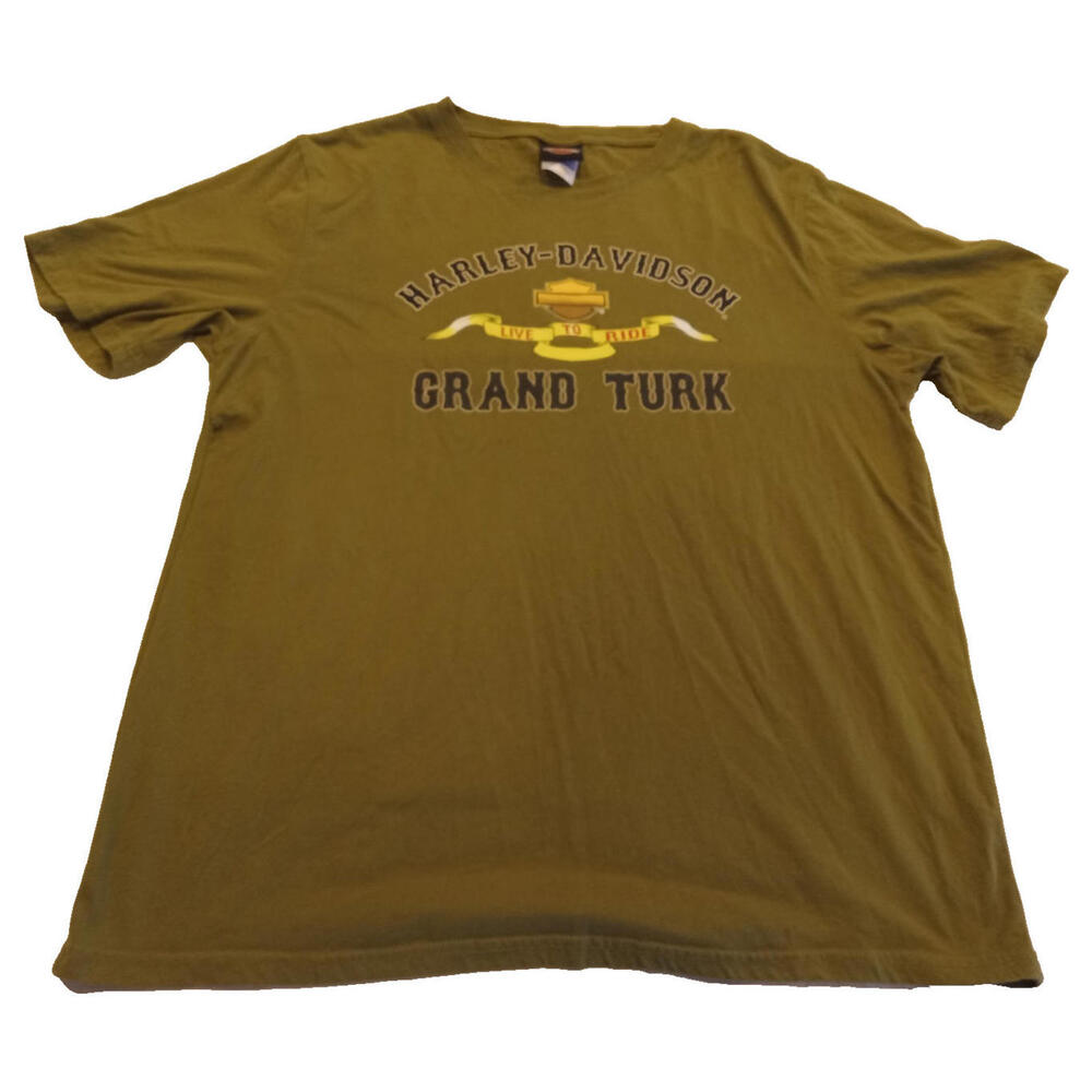 Harley Davidson Live to Ride Grand Turk Skull Graphic T-Shirt Men's XL Green